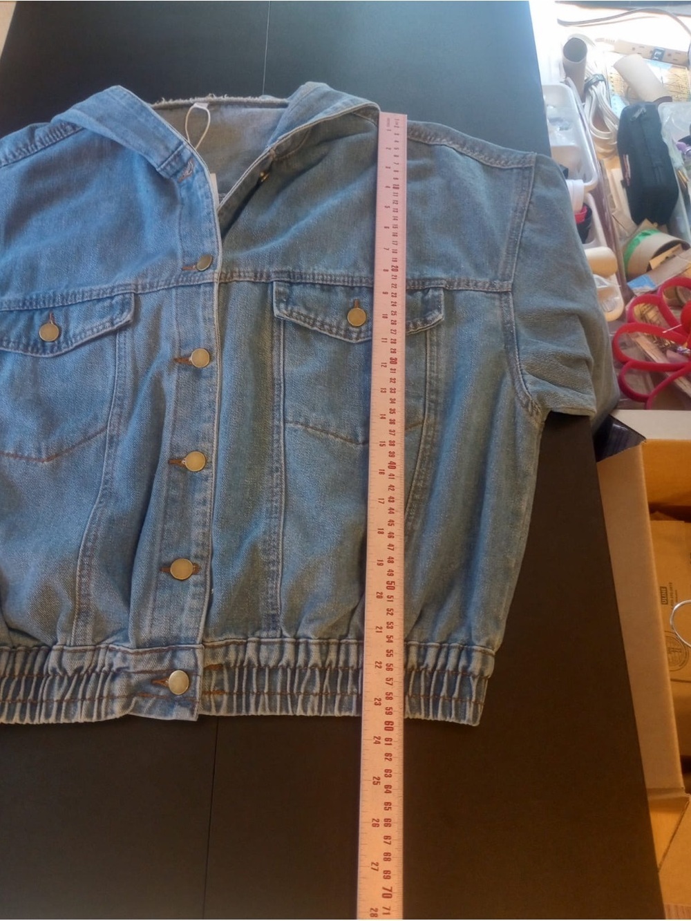 Women's Light Blue Hooded Denim Jacket - Picture 6 of 9